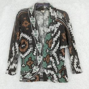 EyeShadow Womens Cardigan Aztec Open Front Multicolor Long Sleeve Medium‎